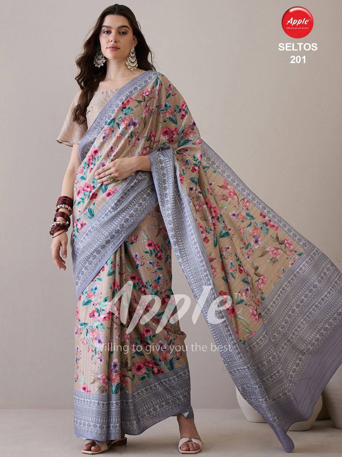 Seltos 02 By Apple Designer Silk Blend Printed Sarees Wholesale Shop In Surat
